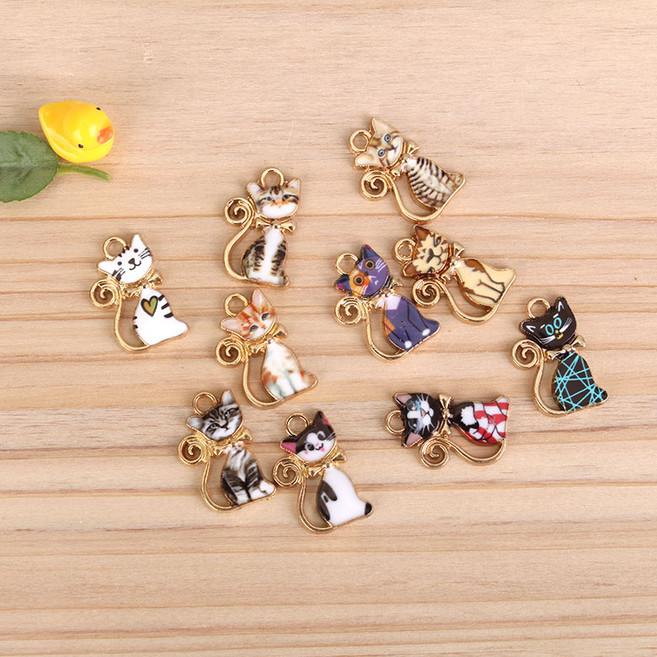 짱패브릭 메탈 리본고양이 팬던트 참장식, J-디자인, 1개, J-디자인