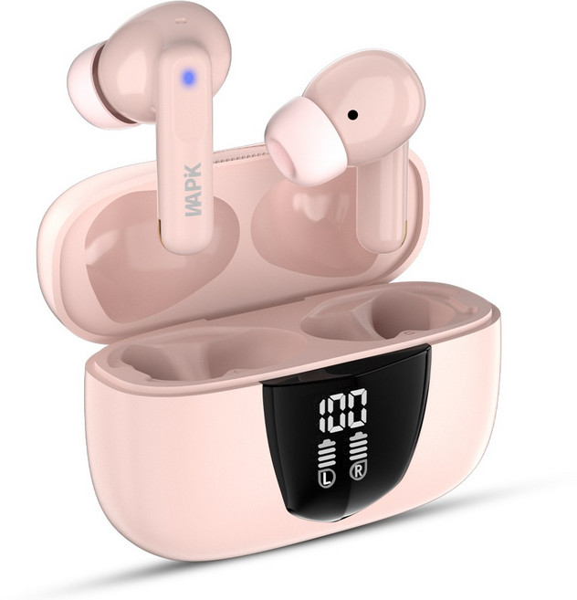 와피크 노이즈캔슬링 무선 블루투스 이어폰 RS1 C타입 커널형, 핑크, 핑크