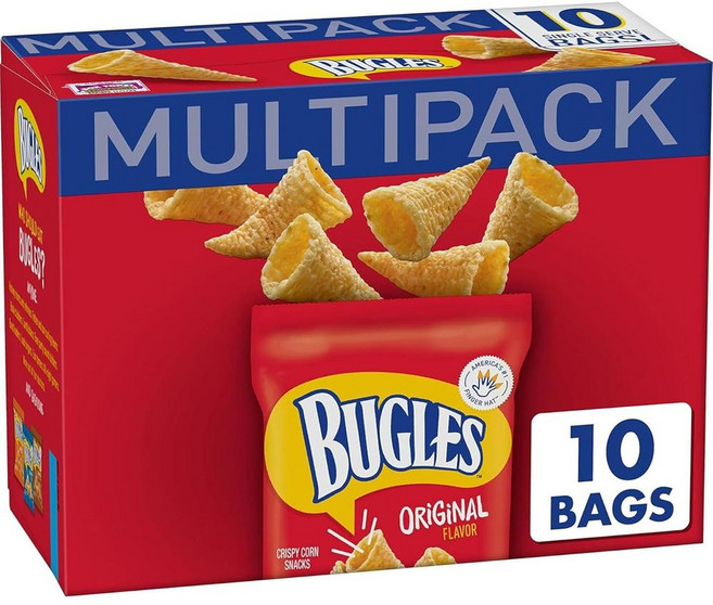 Bugles 오리지널 크리스피 콘 스낵 스낵 봉지 멀티팩 10봉, 248g, 10개