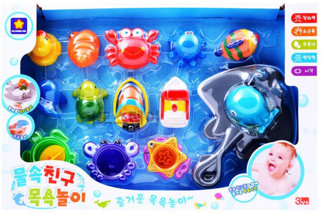 아기목욕놀이 욕조종난감 바다동물모형 목욕놀이장난감 아기목욕용품 여아, 1개