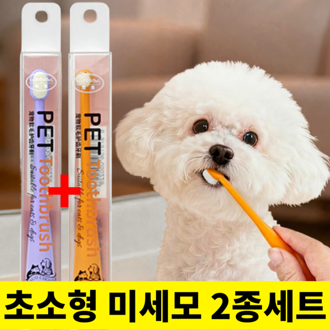 베리픽스 강아지 칫솔 고양이 소형 애견, 2개, 혼합색상