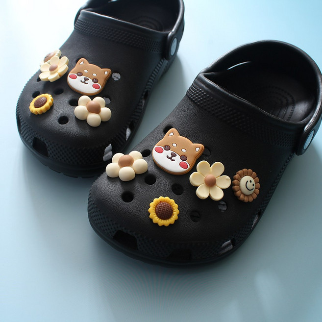 OK 신꾸 강아지얼굴 10pcs신발 파츠 세트 슬리퍼 실내화 꾸미기 악세사리 참 장식