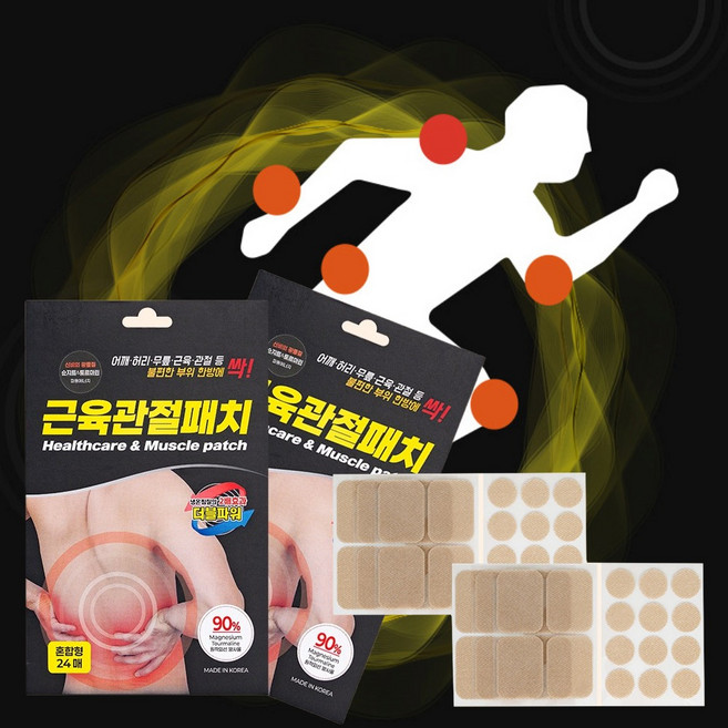 순지트 토르마린 근육 관절 패치 혼합형(사각+원형), 2세트