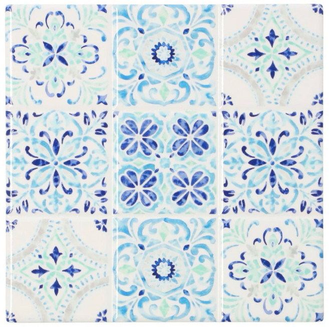 [니토리 일본이케아] 냄비 받침 타일 15cm 20cm 블루 / 20cm, 3개