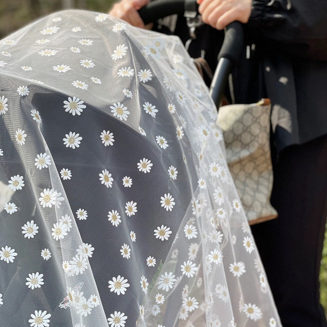 데이지 유모차 모기장 레이스덮개 햇빛가리개, 골드, 1개