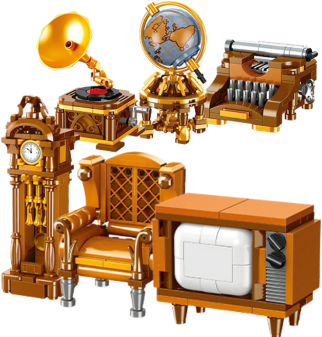 [나노킹-호환블럭] 빈티지 가구 나노블럭 DN186, 6개, 빈티지가구