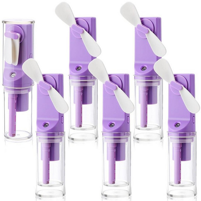 ZeahVeyora 6 Pack 휴대용(경량) Misting Fan Handheld Rechargeable 미니 Battery Operated Fans with 4 Speeds, Purple