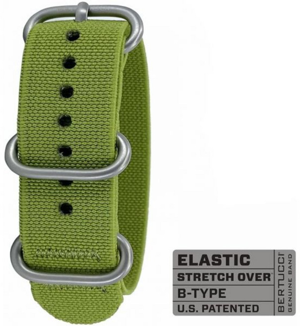 BERTUCCI 남성 매트 그린 하드웨어 티치 22mm 시계 밴드