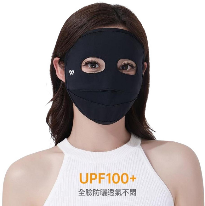 ENAIDE 防曬面罩 全臉女 夏季新款 冰絲防紫外線 UPF100+, 全臉面罩黑色 全面防曬, 1個