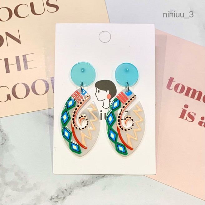 niniuu_3 S925銀針 不規則幾何壓克力耳環 波西米亞風 甜美造型 可改夾式 附收納袋