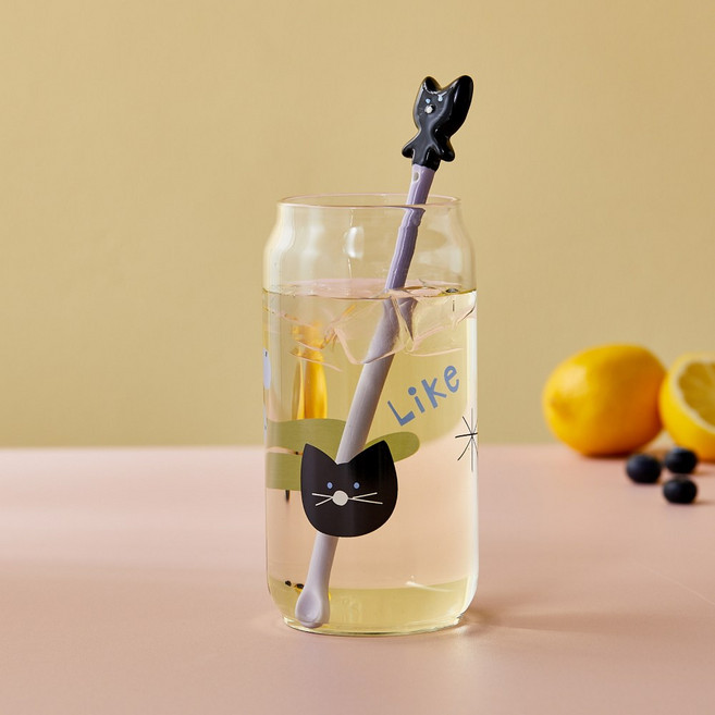 모던하우스 키치키치캣 비어캔 내열 유리컵 캣 500ml GA0124017, 1개