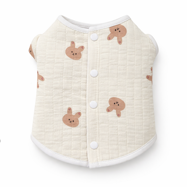 렛츠독 강아지 순면 오가닉 누빔 조끼 실내복 수면 잠옷 홈웨어, 1개, 사계절 토끼