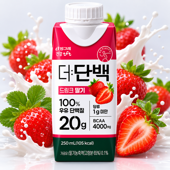 빙그레 더단백 드링크 딸기, 250ml, 6개