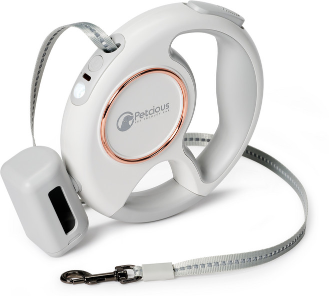 펫셔스 강아지 소형견 꼬임방지 LED 자동 리드줄 똥츄 친환경 배변봉투 패키지, [1] 리드줄 + 친환경 배변봉투100매, 1개