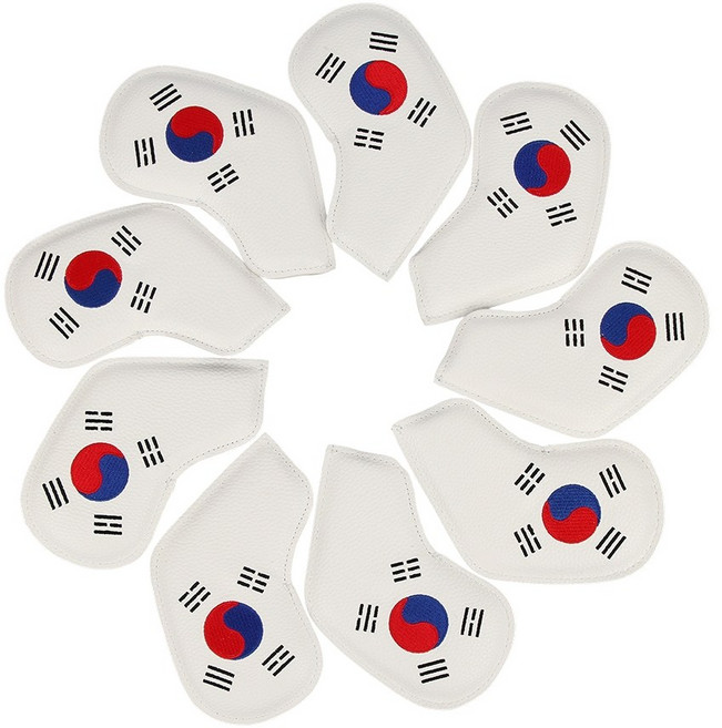 태극기 아이언 커버 세트 헤드커버 9종 세트, 화이트