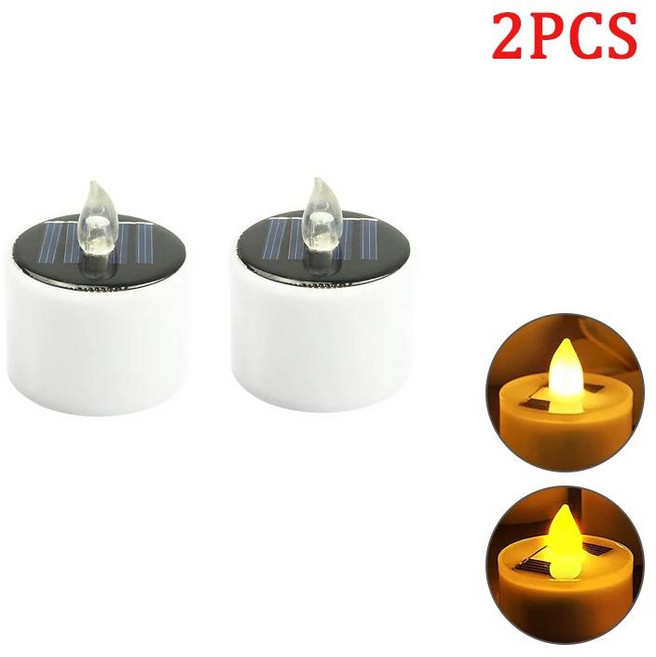 태양열 차 조명 LED 촛불 불꽃 없는 야외 방수 파티 정원 홈 장식용 충전식 양초 72 개, 04 2PCS, 02 WarmLight