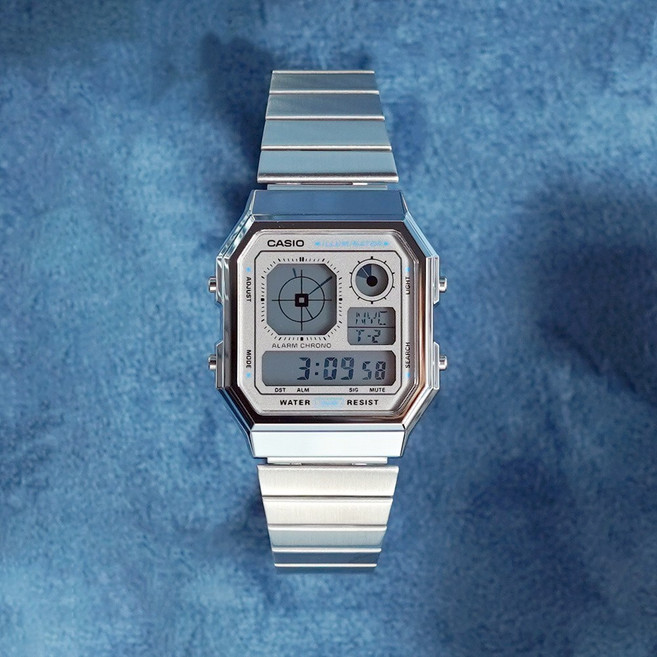 카시오 빈티지 디지털 월드타임 아날로그 슬림 전자 메탈시계 A130WE 그레이실버