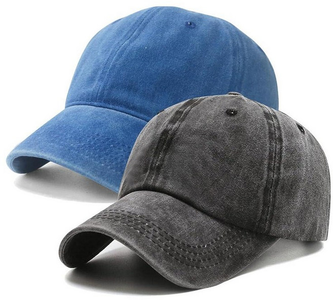 PFFY 빈티지 워싱 디스트레스드 야구 모자 골프 볼캡 남성 여성용 블랙+카키(세탁), Royalblue+black(washed)