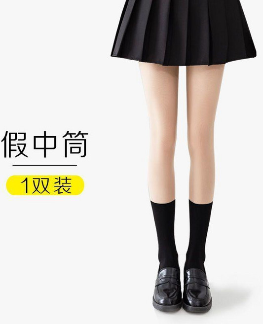 good 絲襪女春季薄款光腿假過膝小腿打底褲假兩件假大腿連褲襪