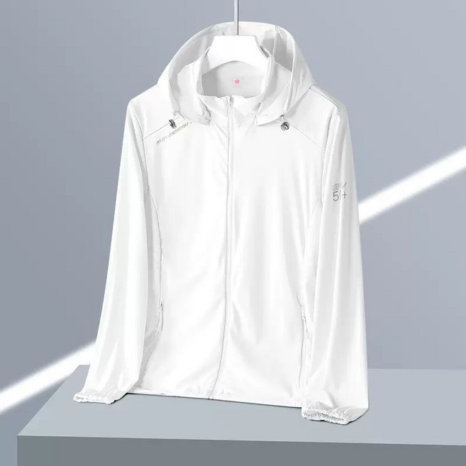 衣貳山 女款抗UV防曬外套 冰絲涼感薄外套 UPF50+ 可拆帽設計 白色 4XL