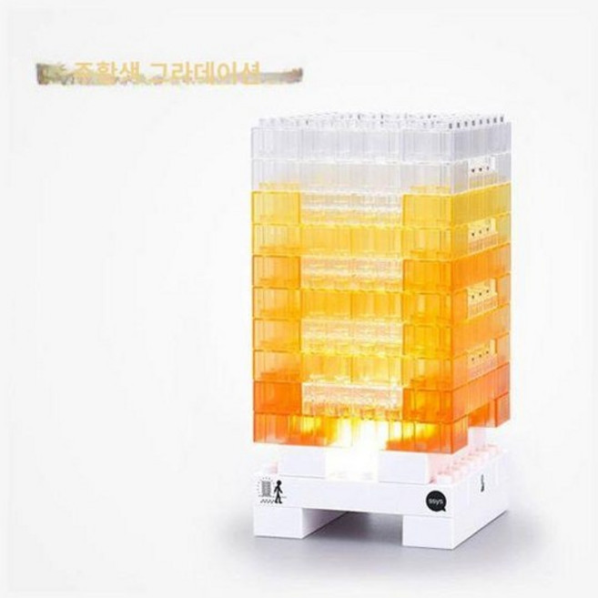 전기젠가 보드게임 LED 전기흐르는 용갑 텀블젠가, 1개, 블록 조명-오렌지 그라데이션