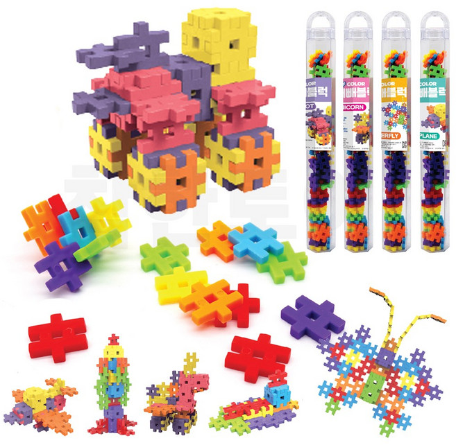 컬러 빼빼 블럭 블록 연결 큐브, 6개, 셋트
