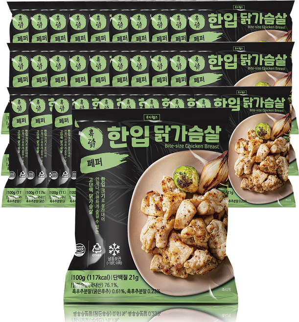 흑닭 한입 닭가슴살 페퍼, 100g, 30개