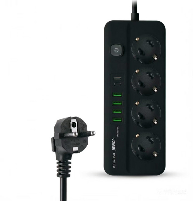 멀티탭 USB C타입 겸용 콘센트 충전기 2PD+4USB 2500W, 1개, BLACK 4구, 2m