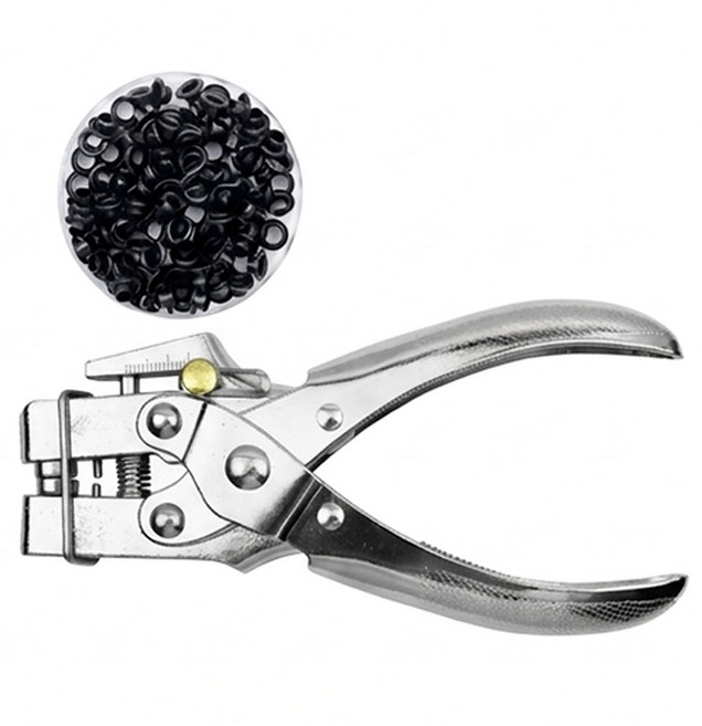 아일렛 펀칭기 아일릿 펀치+아일렛 핀 100개, 블랙, 1세트