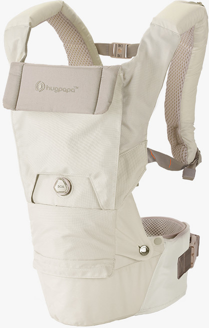 허그파파 다이얼핏 PRO 올인원 힙시트 아기띠 오가닉 침받이 2종 세트 번들, 아이보리