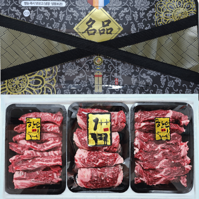 한우 선물세트 1++ 등급 1.5kg 구이모듬