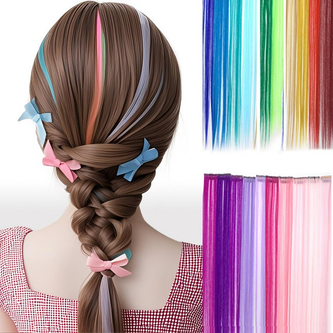 모던아지트 컬러피스 브릿지 헤어피스 부분가발 트윙클 붙임머리 쁘띠핀1+1증정 브릿지피스, 컬러피스_(트윙클붙임형)39.레인보우+쁘띠핀, 1개