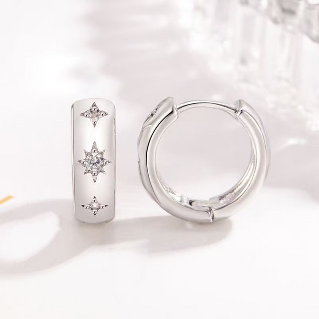 지엔스 실버925 스텔라 큐빅 은 귀걸이 원터치