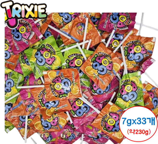 트릭시 고팝 플랫 롤리팝 소분, 33개, 7g