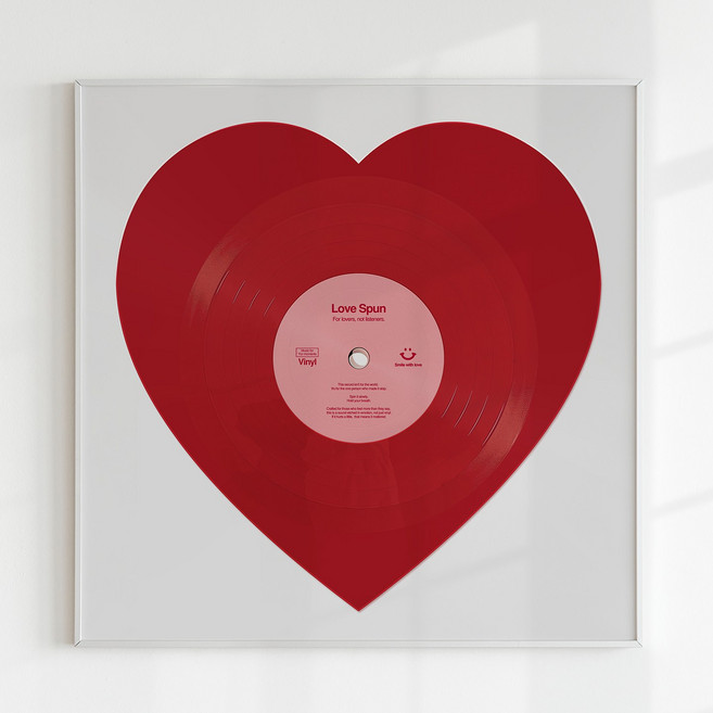 [인메이블] 돈들어오는 미드센츄리 홈카페 LP포스터 액자 15종 그림 정사각형 캔버스 액자 일출 거실 현관 복도 벽 대형, 13.Red heart vinyl