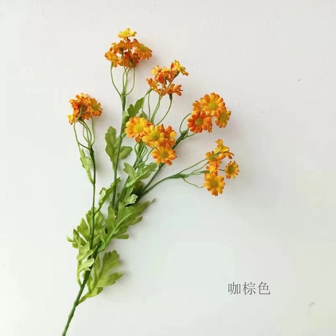 小雛菊洋甘菊仿真花束 居家裝飾擺件, 棕咖色, 1個