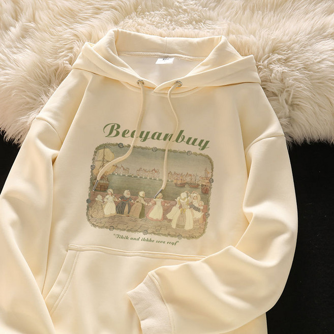 여성 후드 빅사이즈 순면 맨투맨 패션 빈티지 루즈핏 캐주얼 코트