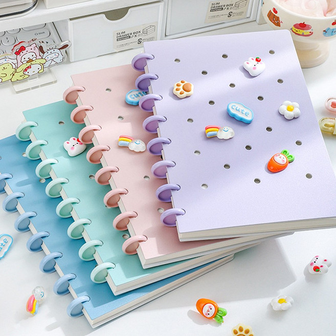 디자인쿡 디스크 타공 노트 A5 1권 + 파츠6종 DIY 링 다이어리, 1개, 그린
