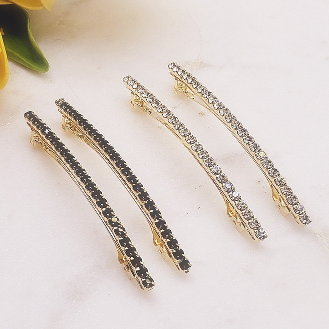 [세트핀]트윙클 큐빅실핀 롱슬림 헤어자동핀 포인트 자동핀 2p