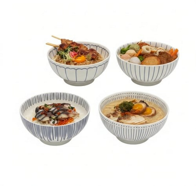 메종오브제 모루 일본풍 도자기 면기 4종 세트, 단포포 + 하나 + 사쿠라 + 시즈쿠, 1세트