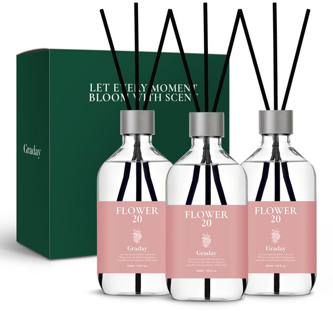 그라데이 디퓨저 선물세트, 3개, 520ml, 플라워샵 20
