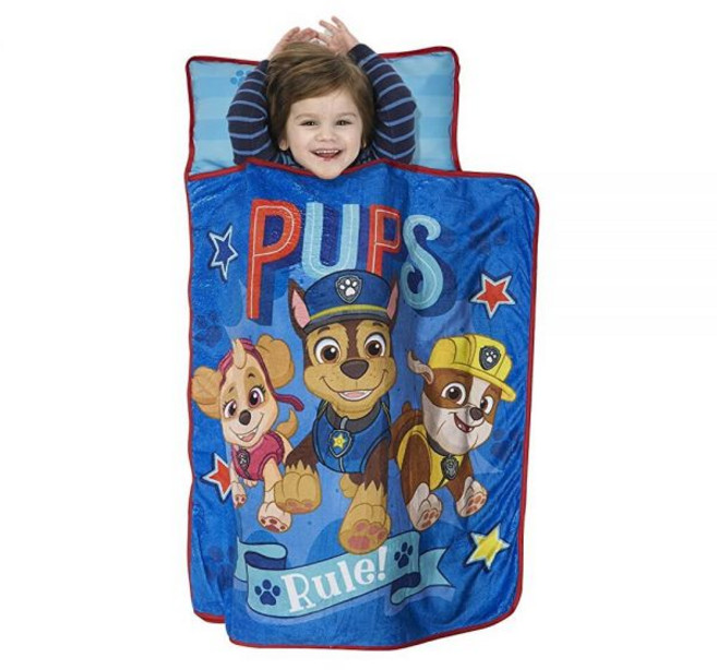 Paw Patrol We're A Team 유아용 낮잠 매트- 베개 & 후리스 담요 포함 – 데이케어 어린이 집 유치원에서 낮잠자는 남아 및 여아에게 좋습니다 - 유아 및