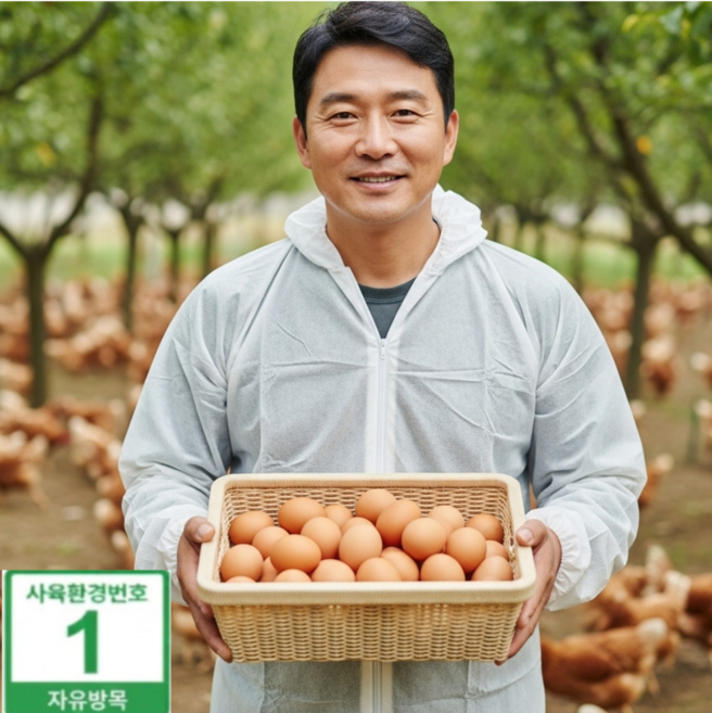 [산지당일발송] 난각1번 자연방사 유정란 무항생제 무농약 계란, 1개, 40구