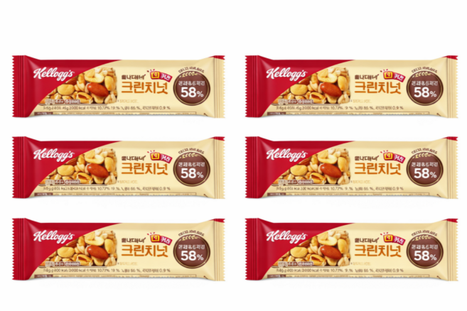 농심 켈로그 에너지바K 크런치넛(30g 12개), 40g, 6개
