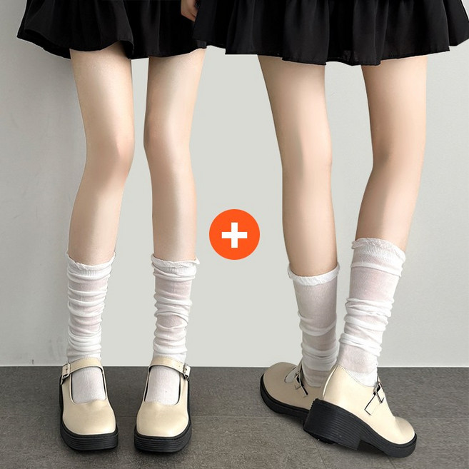 어나더뷰 2020 [1+1] 시스루 롱 니삭스 양말 프릴 롱양말 롱삭스 여름 하이틴 러블리 발레코어 메쉬 레그워머