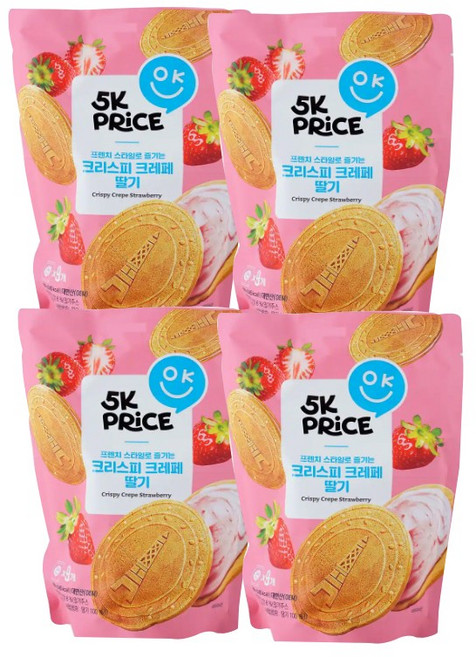 크리스피 크레페 딸기, 4개, 100g