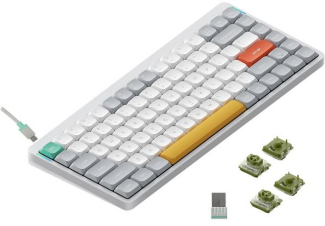 nuphy 누피 에어75 V2 휴대용 75% 기계식 키보드 무선 블루투스/2.4G/USB-C RGB 게이밍 키보드 116208, White, Gateron Moss Switchnuphy nuph