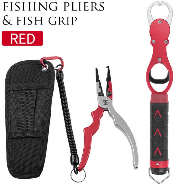 LIN UE 분할 합금 낚시 알루미늄 커터 태클 복구 라인 펜치 액세서리 그립 도구, d Set1, 08 Red Set1