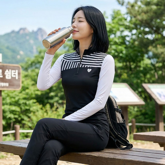 <스타일랑> 여성 골프 집업 티셔츠 / 베스트 냉감 등산 라운딩 파크골프 아웃도어 긴팔 집업 티셔츠