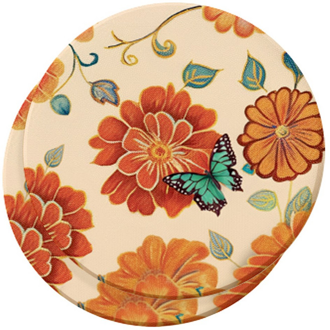 전통 규조토 컵받침 2P 세트 - 국산 티코스터 / 옐로우데이, 1개, 담적접화